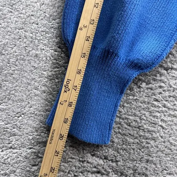 Free People Oversized Sweater Women’s Medium Blue Relaxed Ribbed Knit Cropped - Picture 7 of 11